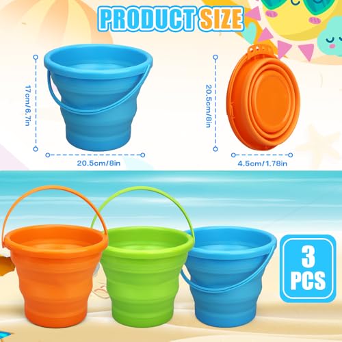 Collapsible Bucket Sandbox Kit Toys for Kids, Foldable Bucket Multi Purpose Sand Pail for Garden Planting Washing Camping Fishing, Beach Essential Travel Toys Summer Activity, Easter Egg Bucket Gift - color: Orange