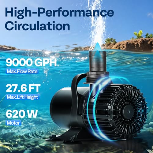 VIVOHOME Electric 620W 9000GPH Submersible Water Pump for Koi Pond Pool Waterfall Fountains Fish Tank and Aquarium - size: 9000GPH