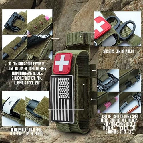 Upgrade 1000D Laser Cut Molle Tourniquet Holder, Heavy Duty Tactical Molle Tourniquet Pouch Holder - color: SET-GREEN