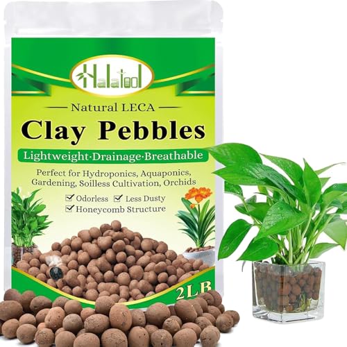 Halatool 2 LB Expanded Clay Pebbles for Plants 4mm-16mm Clay Balls 100% Organic Hydroton Leca Balls for Indoor Plants Hydroponic Growing Gardening Orchids Drainage Decoration Aquaponics - color: 2LB
