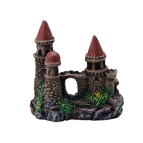 Aquarium Castle Decoration Small Resin Castles Hideouts Stone Cave Hide House Fish for Tank Accessories for Betta Shrimp Aquarium Soil