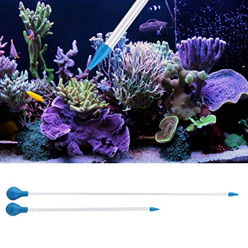 2Pcs Coral Feeder, 40cm 60cm Long Acrylic Fish Feeding Tool for Aquarium Coral Anemones Brine Shrimp, Arylic Tube Body Safety Use, 1 Year, 30 Days Money Back, Long