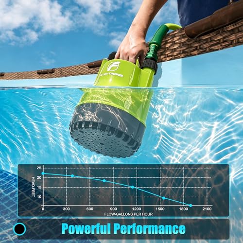 FLUENTPOWER 1/4HP Utility Pump 1900GPH Portable Submersible Sump Pump, Manual Control with 16.4 Ft Cord for Draining Water from Pool Pond Garden Hot Tub Basement Tankless Heater Liquids - style: 1/4HP 1900GPH