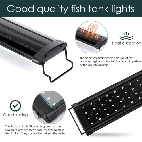 AQQA Aquarium Light,Full Spectrum LED Fish Tank Lights,12"-54" Adjustable Multi-Color White Blue Red Green LEDs with Extendable Brackets,14W-31W for Freshwater Plants (25W (32"-36")) - size: 25W (32"-36")