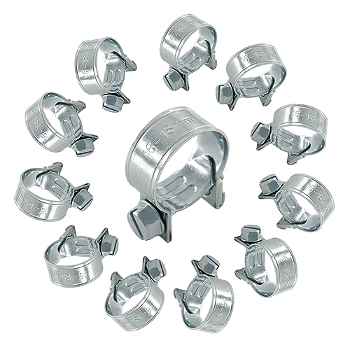 12pcs Gas Line Clamp(16-18mm), Zinc Plated Mini Fuel Hose Clamp Adjustable Tube Clamp for Pipe Fuel Line - size: 16-18mm