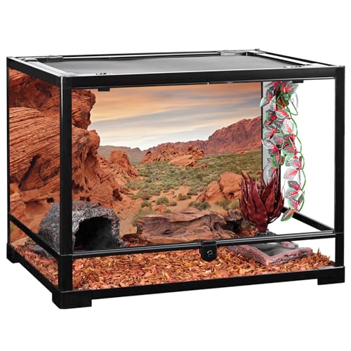 YongFoto Reptile Tank Terrarium Background 30x18 inch Desert Rocky Bush Thorns Western Wilderness Reptile Habitat Background Bearded Dragon Fish Tank Aquarium Polyester Backdrop - color: Orange-4, size: 30 x 18 in