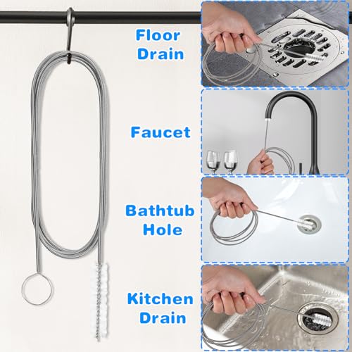 Ixiaoyoo Cleaning Brushes Set, 10 Pieces 8 Inch Nylon Tube Brush + 60 Inch Flexible Long Drain Brush, Hose Pipe Brush, Suitable for Home Kitchen, Bathroom, Fish Tank, Water Pump Accessories (White) - color: White Cleaning Brush Set