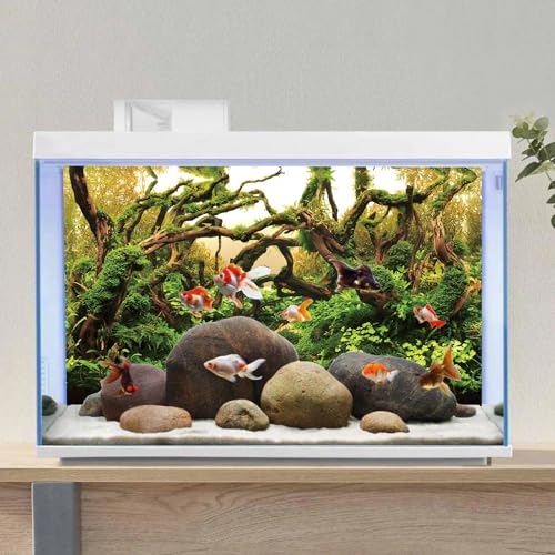 AWERT 72x18 inches Aquarium Background Branches Aquarium Background Aquatic Plant River Bed & Lake Fish Tank Background Vinyl Background - size: 72x18in/180x45cm