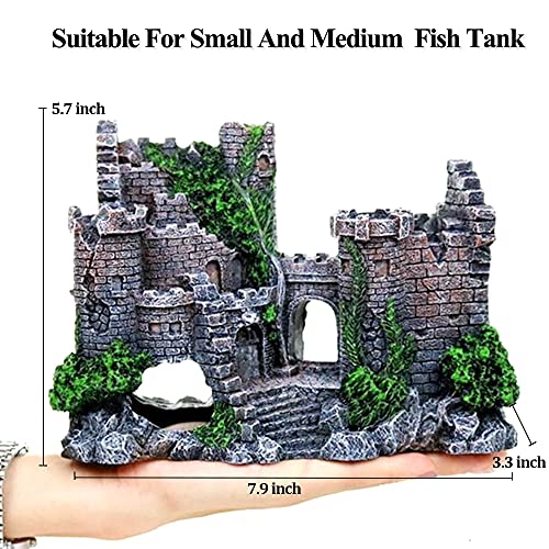 fazhongfa Aquarium Castle Air Bubbler Fish Tank Decorations for Betta Fish Ornament Small and Medium Fish Accessories Decor Betta House Toys (Air Pump is Not Include) - size: Castle