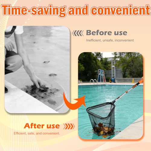 SISIUPASSIE 12FT Pool Skimmer Net with Pole, Foldable & Larger Capacity Pool Net for Cleaning, Telescopic Pool Pole Heavy Duty with Fine Mesh Pool Leaf Net for Above Ground & In-ground Pools - size: 12FT