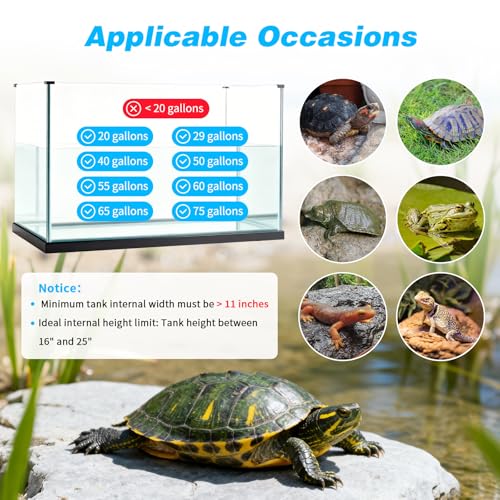 SKARUS White Adjustable Standing Turtle Basking Platform (6.49"-15.16" H) – 10.8"×8.7" Suspended Aquarium Dock with Offset Non-Slip Ramp, Above Water Dry Area for 20–55 Gallon Tanks - color: White, size: 10.8"W