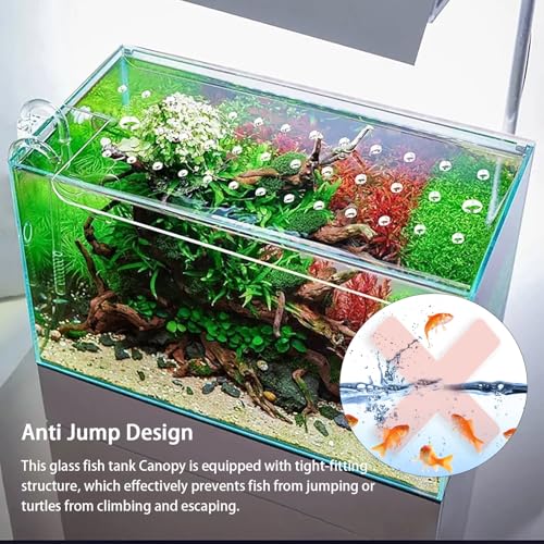 Acrylic Aquarium Anti-Jumping Lid Cover with Feeding Ventilation Hole, Clear Custom Fish Tank Top Cover Acrylic Grid Panel, for Aquarium Home - size: 60x21.5cm/23.6x8.5inch
