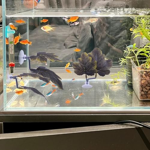 Betta Fish Hammock - Dual Leaf Design with Strong Suction Cups, Non-Toxic Durable Material for Spawning & Resting, Natural Aquarium Decor for Beta Fish Tanks (Brown, 3) - color: Brown, size: 3