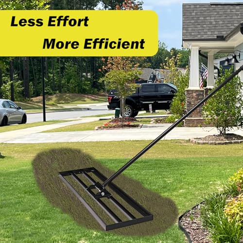 36"x10" Lawn Leveling Rake - High Carbon Steel Yard Lawn Leveler Tool with Adjustable Long Handle | Multi-Surface Levelawn Tool for Soil, Grass, Golf Course, Garden & Farm Care - style: 36"x10"