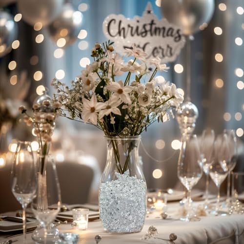HappyFiller 114 PCS Clear Mini Acrylic Snowflake No Holes Vase Fillers,Table Scatters,Sensory Bin Filler Gems,Home Centerpieces,DIY Arts Crafts - color: Clear