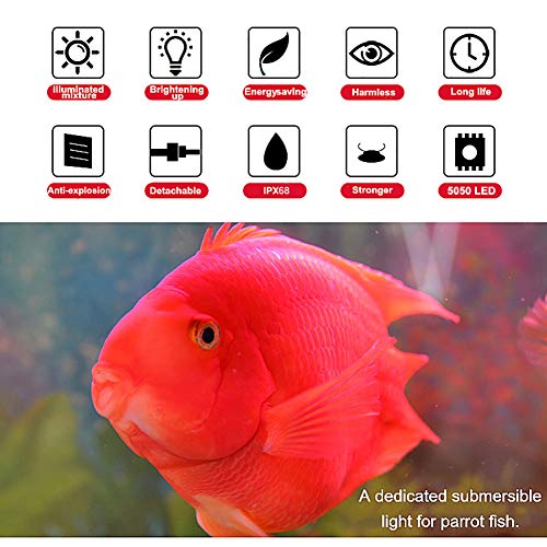 MQ 12 in Submersible LED Aquarium Light, 2W Color Changing Fish Tank Light with Remote Control, IP68 Crystal Glass 12 LEDs Lights Bar, for Fish Tank 15-20 inch - size: 12LED-Length 12"