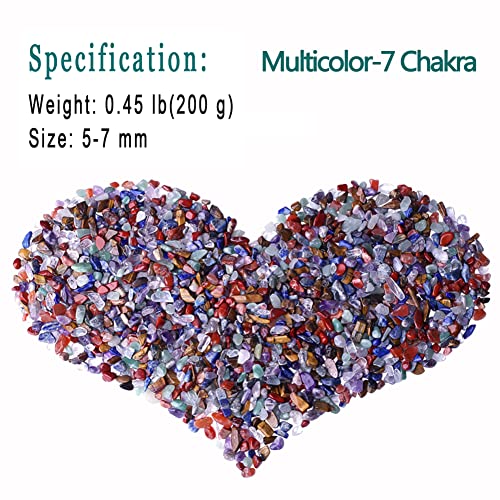 MAIBAOTA Natural 7 Chakra Crystal Quartz Rocks Chips Vase Filler Rocks for Succulent Plant Small Fish Tank Aquarium Gravel Decorative Pebbles Stones(200 gram) - color: Multicolor-7 Chakra, size: 0.45 Pound