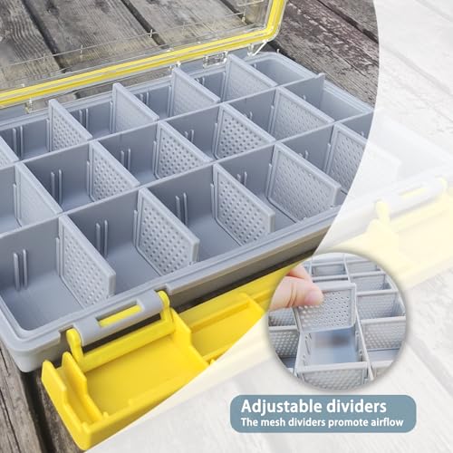 Aventik Waterproof Fishing Tackle Box Organizer with Removable Dividers Sturdy Lure Storage Box and Terminal Tackle Storage 3600 Tackle Trays - color: Green(10.75”×7.13”×1.8”)