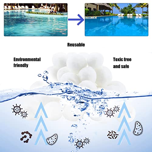 3.1 LB Pool Filter Balls,Filter Balls for Sand Filter Pump for Above Ground Pool Eco-Friendly Fiber Filter Media for Swimming Pool Sand Filters(Equals 100 LB Pool Filter Sand).(White 3.1LB)
