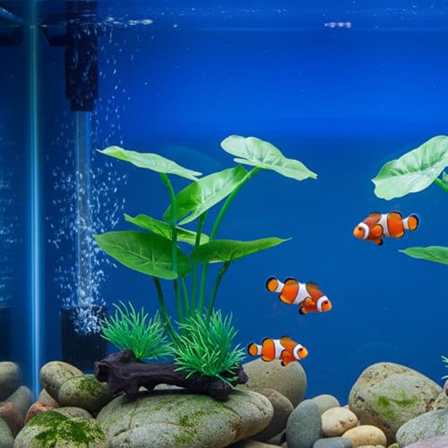 2 Pack Silk Fish Tank Plants, Artificial Aquarium Plant 6-Inch Betta Leaf Hammock Silk Aquarium Plants with Driftwood Base for Betta Fish Tank Accessories, Goldfish Reptiles