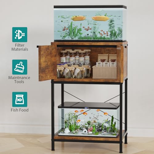 5-10 Gallon Fish Tank Stand, Aquarium Stand with Cabinet Storage for Aquarium Stand, Cabinet for Fish Tank Accessories Storage, Heavy Duty Tank Stand for Home Office Turtle Reptile Tank Stand - color: Brown