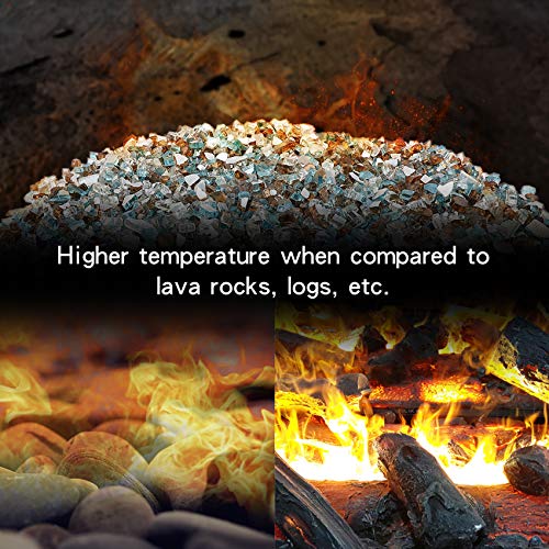 Stanbroil 10-Pound Blended Fire Glass - 1/4 inch Reflective Tempered Fire Glass Blended Aqua Blue, Platinum, Copper Reflective for Indoor and Outdoor Gas Fire Pits and Fireplaces - color: Aqua Blue, Platinum, Copper, size: 1/4"