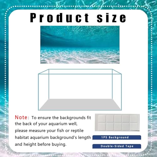 30X12IN Natural Undersea Aquarium Background, Undersea Beach Fish Tank Background, with 8 EVA Double-Sided Tape - color: Sea, size: 30X12in/75X30cm
