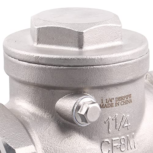 1-1/4 Inch Swing Check Valve - WOG 200 PSI Stainless Steel SS304 CF8M NPT - size: 1.25 Inch, style: Swing