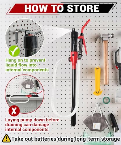 Electric USB Fuel Transfer Pump Battery Powered & Plug-In Power Supply, Portable Gas Pump For Gas Can, Gasoline Transfer Pump-Red