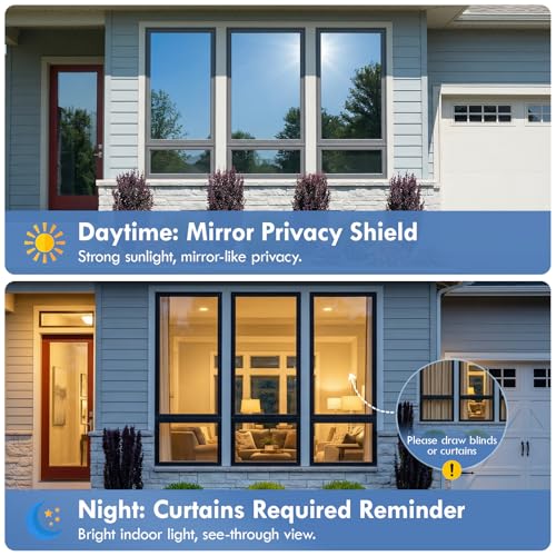 One Way Privacy Window Film,Black-Silver Static Cling, 17.5" x 78.7" - color: Black Silver, size: 17.52"x78.7"
