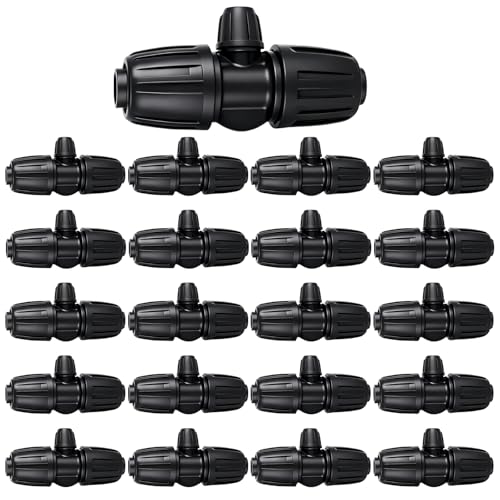 Locked Barbed Tee Connectors,1/2 Inch to 1/4 Inch Irrigation Tubing Fittings Kit for (1/2'' ID x 0.60''-0.63'' OD) 16mm Drip Tubing (20 Pcs Barbed Tee 3-Way) - size: 20 Pcs 1/2 to 1/4 Inch Locked Barbed 3-Way