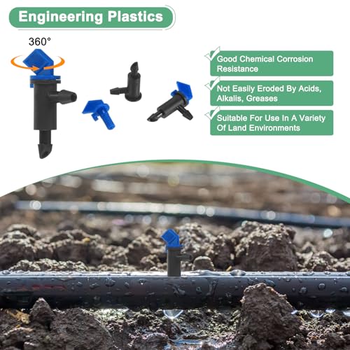 M METERXITY 200-Pack Flag Irrigation Dripper Emitter, 8L/H 2 GPH Plastic Drip Irrigation Connect for Garden/Trees/Herbs/Aquarium, Irrigation System Parts Tool [Black]