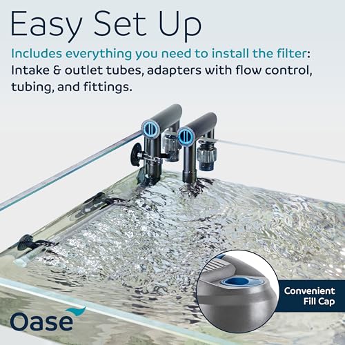 Oase FiltoSmart Thermo 300 Canister Filter for Aquariums – Quiet, Space-Saving External Multi-Stage Filter, Integrated Heater, No-Mess Maintenance, for Freshwater & Saltwater Tanks Up to 80 Gallons - style: Filtosmart Thermo 300