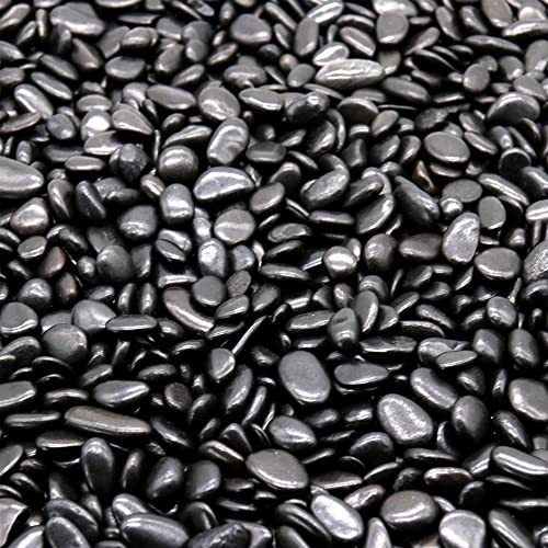 Black Rocks for Plants. Polished Decorative Pebbles. 1/5 Inch 2 lbs. for Garden, Landscaping, Vase fillers, Succulents, pots (Mini, Black, 2) - color: BLACK -POLISHED, size: Mini (0.2 Inch)