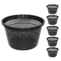 8.5-Inch Round Aquatic Plant Baskets - 6 Pack Durable Black Plastic Mesh Pond Containers for Live Aquarium Plants, Pond Planting & Hydroponic Pots