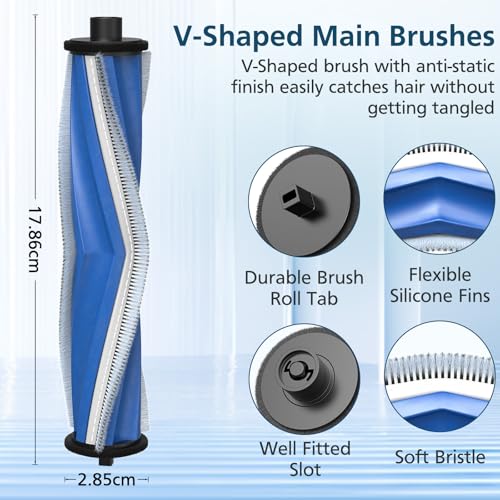 T30S Replacement Parts for ECOVACS DEEBOT T30S/T30S Pro Vacuum and Mop Accessories Kit, includes V-shaped brush, Mop pads, Hepa Filters, Dust Bags, and Side Brushs - style: T30S