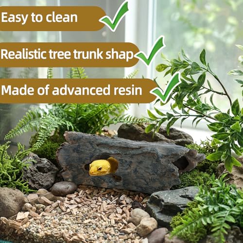 Natural Reptile Hide Basking Platform, Hideout Decor for Aquarium, Fish Tank, Bearded Dragon, Gecko, Shrimp, Betta (Moss Tree Cave, Large) - color: Moss Tree Cave, size: Large