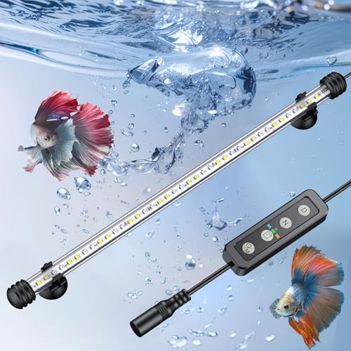 Pawfly 5 W Aquarium LED Light 11 Inch Underwater Fish Tank Light with Full Spectrum IP68 Waterproof White Blue Red Lights with Daytime & Night Mode Timer Auto On/Off and Adjustable Brightness - color: Basic (Timing Function), size: 11 Inch