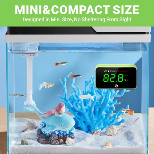 Digital Aquarium Thermometer, Stick-on Fish Tank Thermometer with LED Display, Wireless Aquarium Temperature Measurement with Battery-Change Tool and Extra Sticker.(Green*2) - color: Green-2 Pack