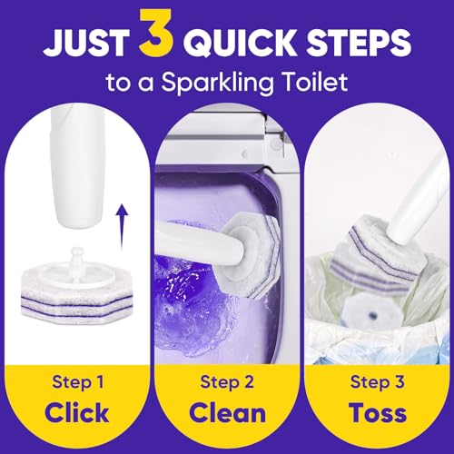 30Ct Aromative Toilet Brush Refills, Toilet Bowl Cleaner Refills, Double-Layer Cleaning Pads Added, Compatible with Most Toilet Brushes，Lavender（Patented） - color: Lavender