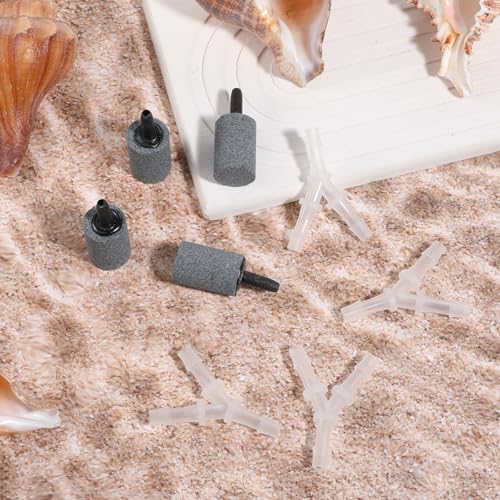 Aquarium Air Valve and Air Stones, Aquarium Airs Pump Connectors, 8 PCS Y-Shaped Plastic Tee Hose Pipe Splitters with Bubble Diffusers for Fish Tank Oxygenation