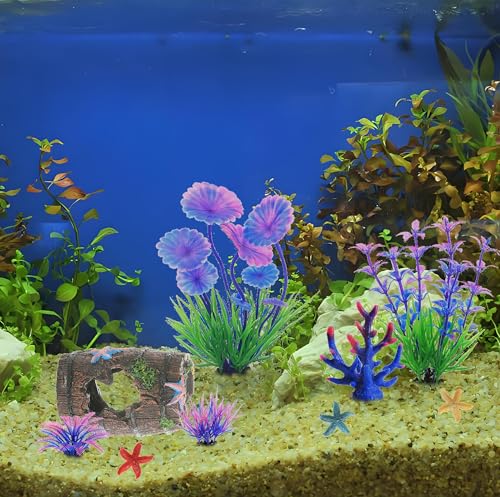 9Pcs Tank Accessories for Beta Fish,Small Fish Tank Decorations, Beta Fish Tank Starter Kit