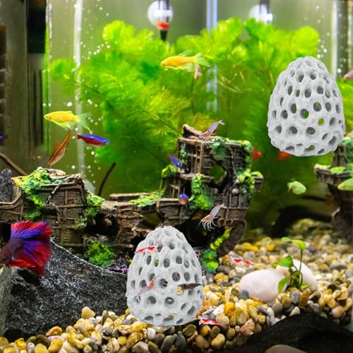 Shrimp Dome Hide Betta Habitat Fish Tank Tunnel with Suction Cup Aquarium Fish Cave Hideout Ornament Accessories for Shrimp Guppy Hiding Resting White - color: 2pcs-white
