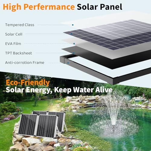 Antfraer 100W Solar Pond Filter with Water Pump, 1200GPH Solar Pond Filter with 3-Stage Filtration, Pond Filter Box with Filter Medias for Outdoor Ponds Fish Tank Waterfall Water Features - size: 100W