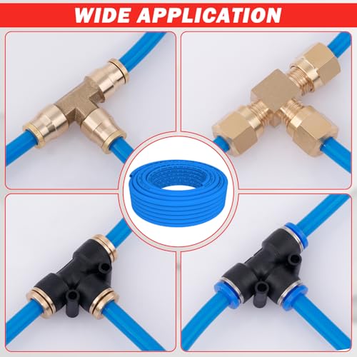CheeMuii 50 FT 3/8" DOT Air Line Blue 3/8 PA12 Nylon Pneumatic Tubing 15.2 Meter 3/8 Inch OD Pneumatic Air Tubing Pipe Hose Line for Semi Truck Trailer or Industrial Air System - color: Blue, size: 3/8"OD-50FT