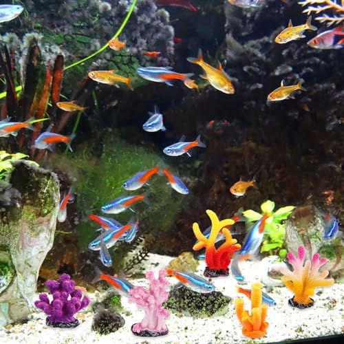 16Pcs Artificial Coral Plant Aquarium Decorations Fake Fish Tank Ornament Decor Artificial Colorful Coral Reef Decoration Accessories for Betta Fish Tank Aquarium DIY Landscape(Lovely Style)