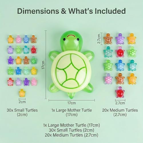 XXL Glow in the Dark Turtle Family - 51 Pcs Luminous Resin Sea Turtle Miniatures for Outdoor Garden Decor, Aquarium Fish Tank Ornament, DIY Fairy Garden & Terrarium Accessories
