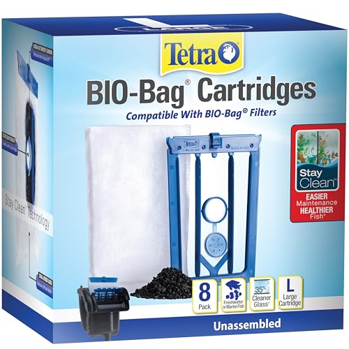 Tetra Whisper Bio-Bag with Stay Clean, Large Filter Cartridges for Aquariums, 8 Count, Unassembled, Fits Tetra Whisper Fish Tank Filters 10-30 Gal, 20-40 Gal, PF-20, 30, 40, 60, IQ 20, 30, 45, 60 - size: 8 Count, style: With Stay Clean