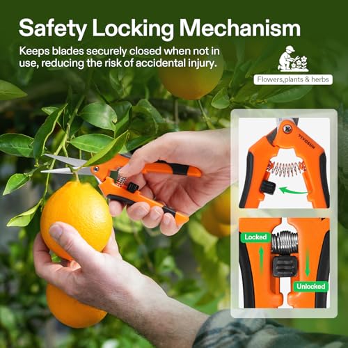 VIVOSUN 2-Pack 6.5 Inch Gardening Scissors Hand Pruner Pruning Shear with Straight Stainless Steel Blades Orange - style: Orange Straight Blade