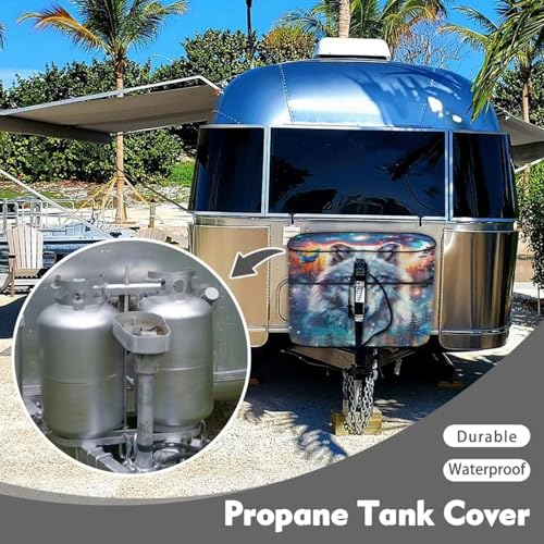 Blue Wolf RV Propane Tank Cover Double 20LB Camper Propane Tank Cover Protector Sun Protection Propane Tank Covers with Zipper Closure - color: Blue Wolf, size: Small-Double 20LB